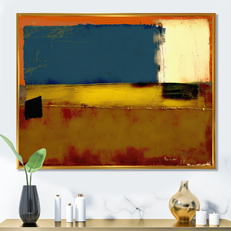 «Blue Sky Above Redend Point VII», art mural abstrait sur toile, L 20 po x H 12 po, Cadre flottant doré