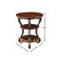 Table d'appoint en cerisier brun Avrah, conception ornée, 2 tablettes inférieures, 22 x 22 x 26,5, pour table de salon avec pieds en métal, longueur ouverte de 22 po x largeur de 26,5 po, bois massif