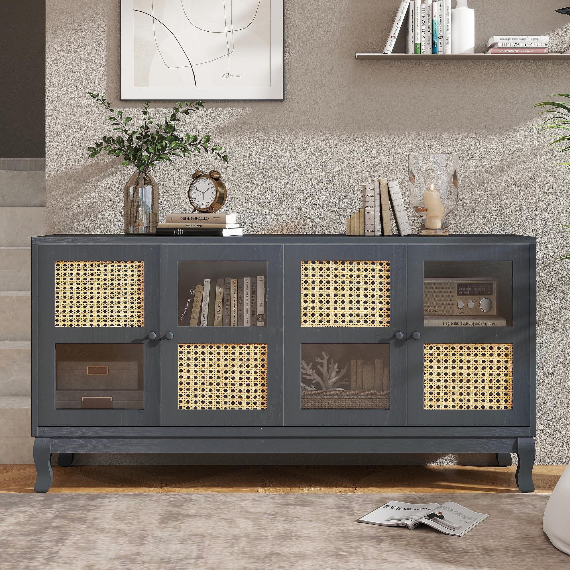 Latitude Run® Elegant Sideboard Featuring Sophisticated Wavy Pattern ...