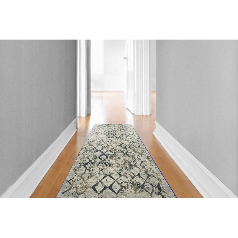 Tapis beige / gris Alverez, Tapis de couloir 2 pi 2 po x 7 pi 7 po