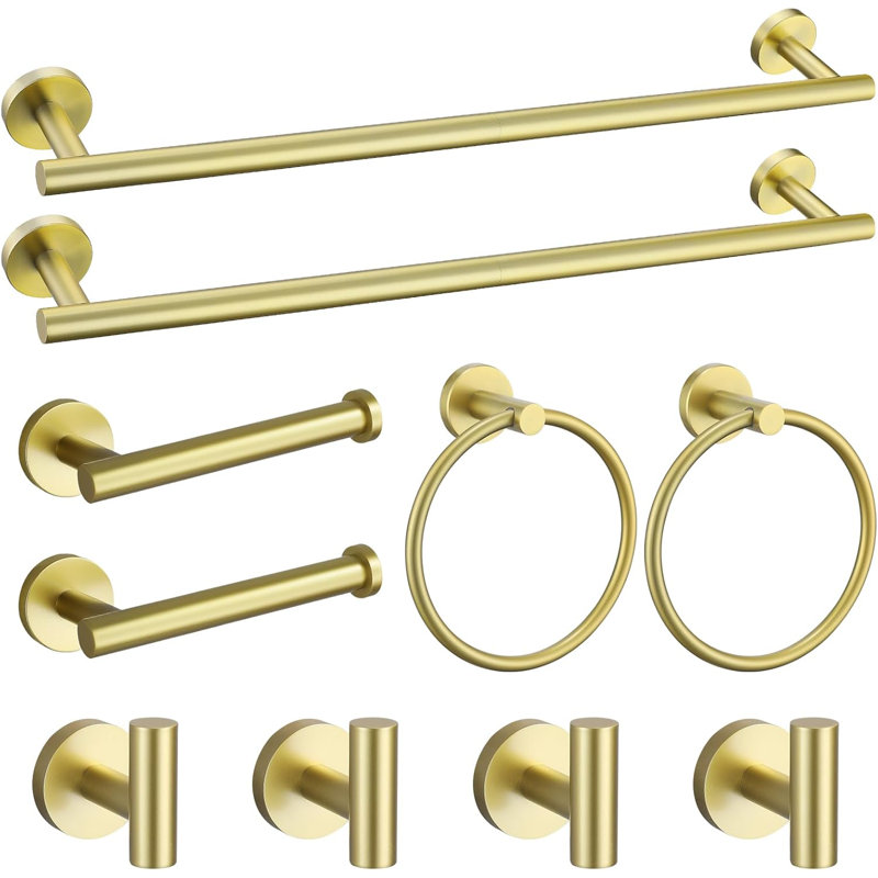 Brushed Gold Towel Bar Set 10 Pieces Bathroom Hardware Accessories Set