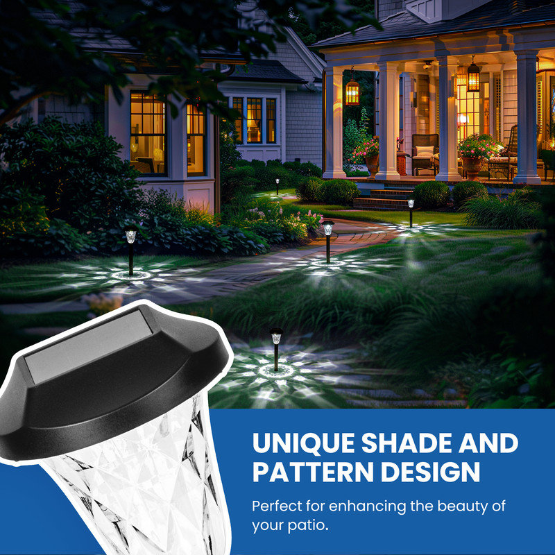 8 Pack Solar Outdoor Lights, Waterproof Cool White Pathway Lighting for Yard, Garden and Patio