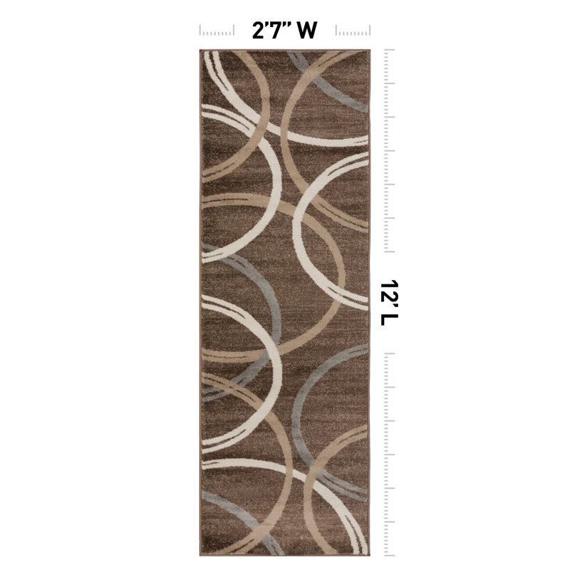 Devonshire Abstract Brown/Gray/Cream Area Rug, Runner 2'7" x 12'