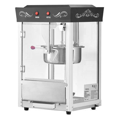 Machine à maïs soufflé, bouilloire en acier inoxydable de 8 oz, machine à maïs soufflé commerciale de comptoir de 800 W, 48 tasses par lot de style salle de bain, avec porte murale en verre à 2 boutons de contrôle pour PC 1 cuillère et 3 cuillères, rouge