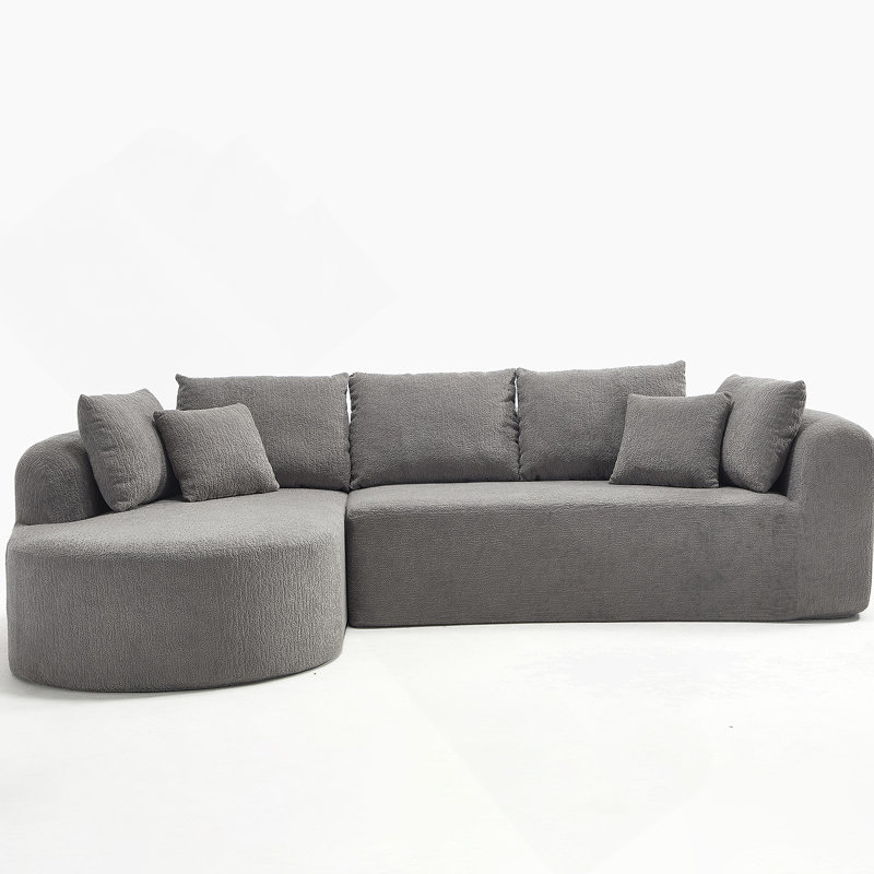 Canapé modulaire 109 pouces Cloud, canapé désossé pour le salon, canapé modulaire en velours côtelé avec méridienne en L, canapé moderne compressé dans une boîte, rembourrage en mousse à mémoire de forme (GRIS CLAIR)