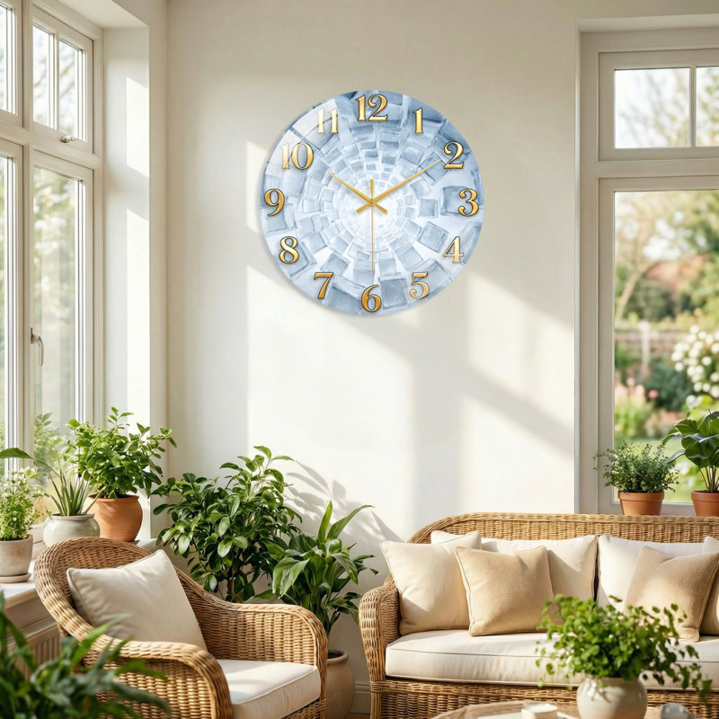 Horloge murale en cristal, 60 x 60 cm (23,6 x 23,6 pouces)