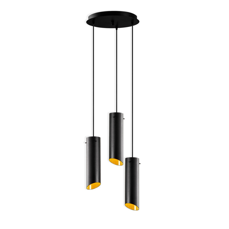 Adjustable Height 3-Lights Metal Body Cluster Pendant