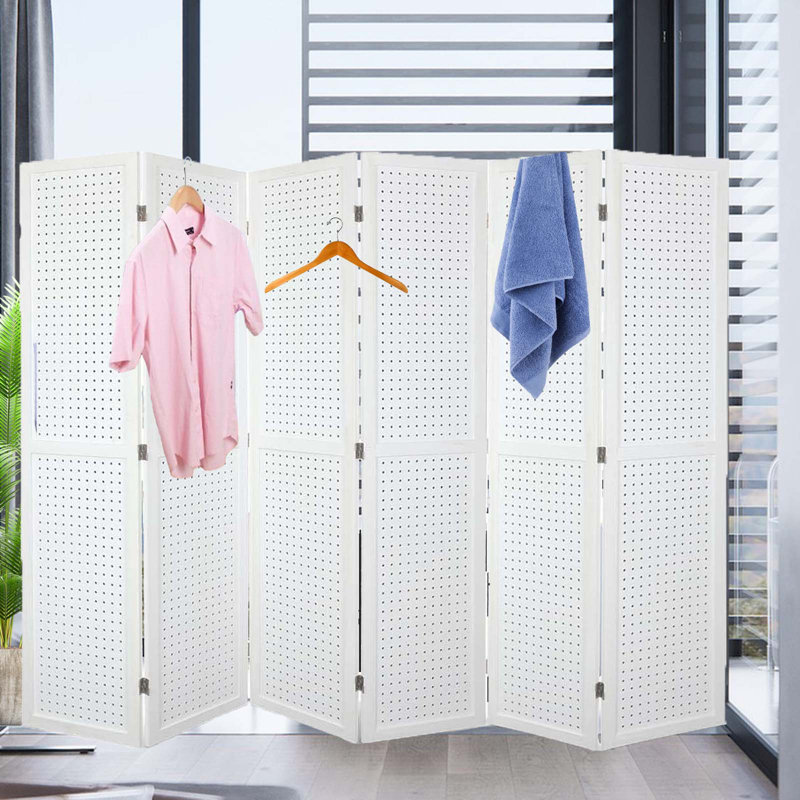 Paravent en bois, 6, H 67 po x l 96 po x P 0,80 po, Blanc