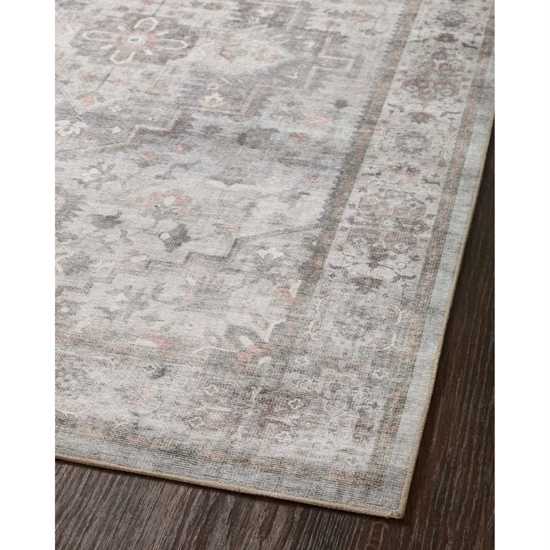 Tapis oriental colombe / rosé Jujhar, Rectangle 3 pi 6 po x 5 pi 6 po