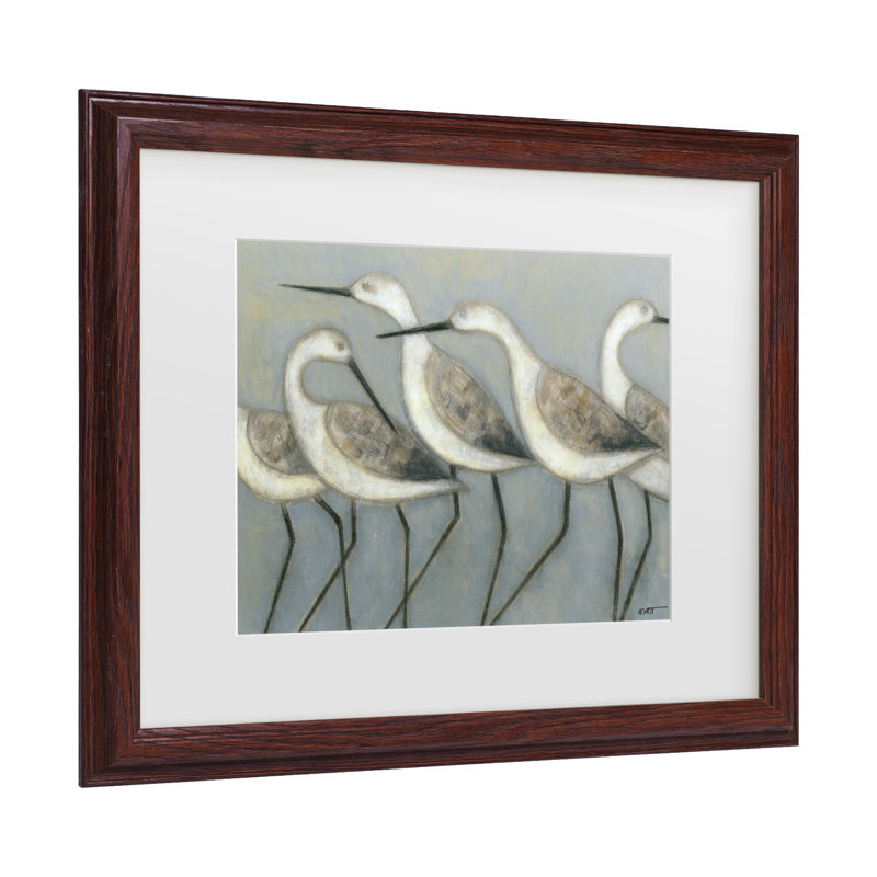 Art mural encadré - Décoration murale Norman Wyatt «Shore Birds I» avec cadre mat - Art du salon, de la cuisine et de la salle de bain - 11 x 14