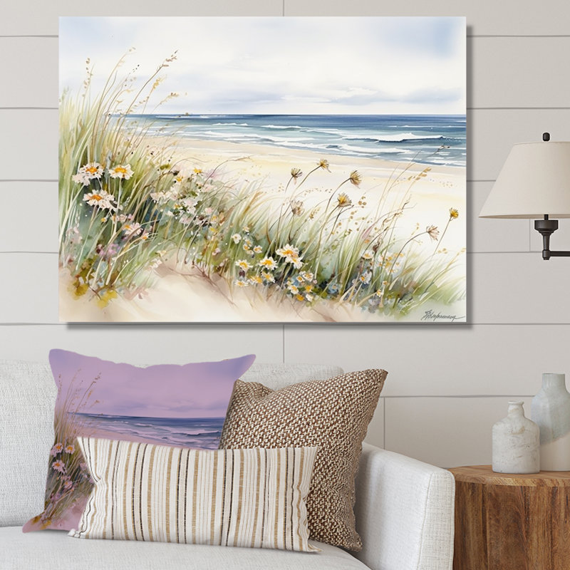 Wildflowers On The Beach On Canvas Print, Wrapped Canvas, 24" H x 32" W