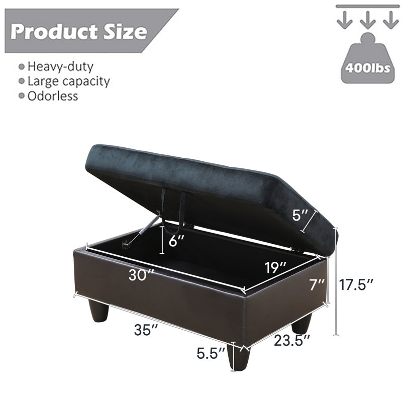 Microfiber Upholstered Storage Bench, Midnight Blue