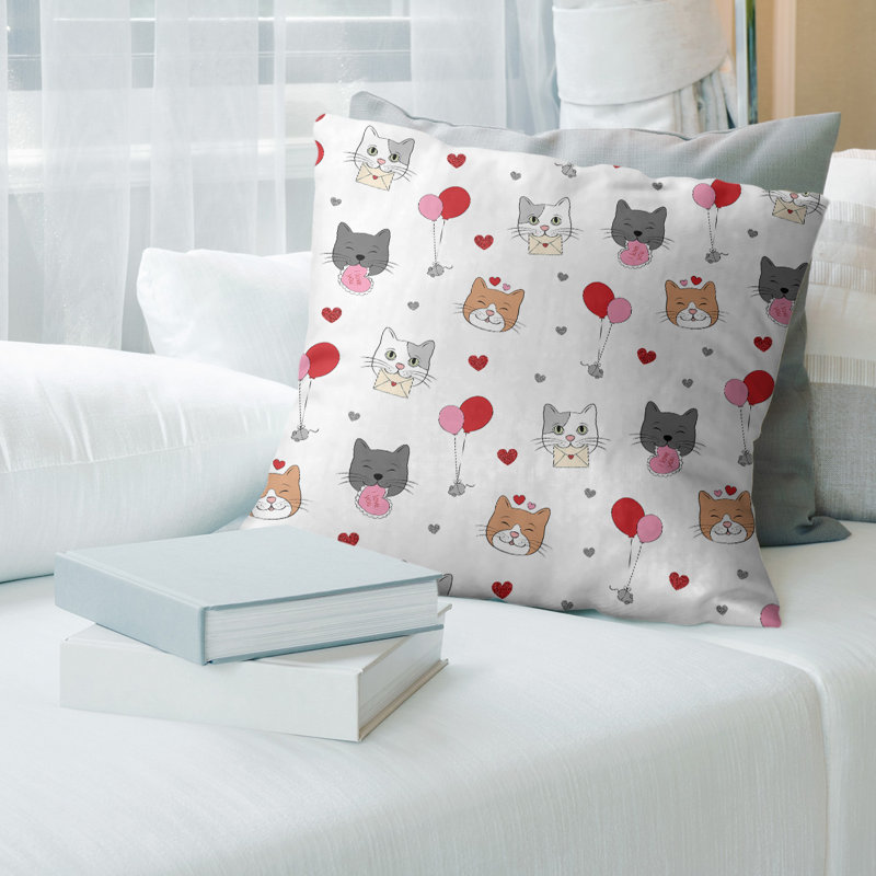 Coussin de chats st day, 16 po x 1 po, Blanc / paillettes