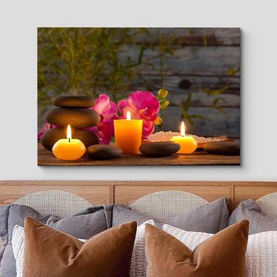 «Zen Atmosphere Massage Stone Tropical Flower Candle Yoga Nature», reproduction sur toile