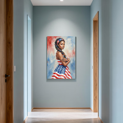 Fashion American Flag Dress Woman Portrait