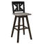 2 chaises de hauteur pub, en bois d'hévéa massif, noir et gris, pivotant à 360 degrés, divisées pour 2 chaises pivotantes, noir gris-955657633