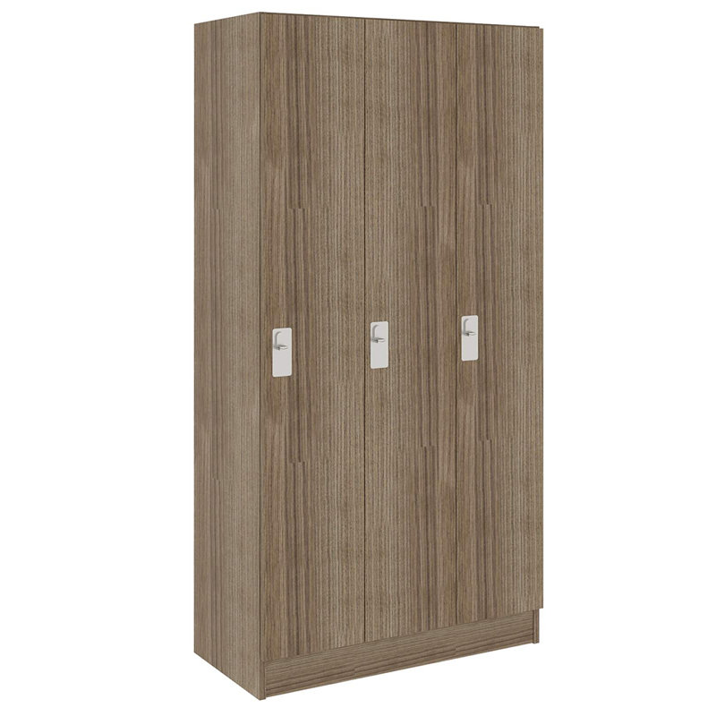 Armoire de vestibule triple à trois compartiments avec porte, Orme foncé