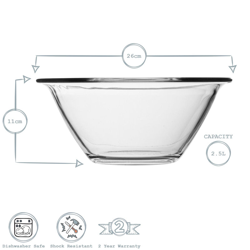 Mr Chef Glass Nesting Mixing Bowl, 26cm Diameter