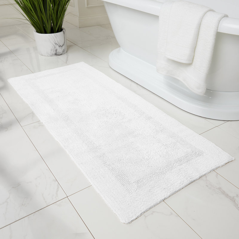 Edilio Cotton Bath Rug, 24'' W x 60'' L, White