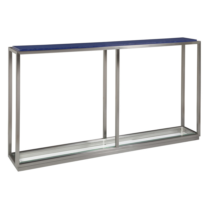 Ultramarine Shallow Console Table with Tempered Glass Shelf