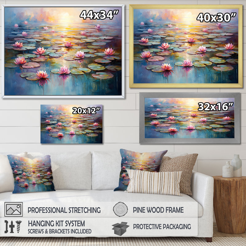 «Monets Water Lily Pond Reflections 1 - Lake», art mural, Toile tendue, H 30 po x l 40 po x P 1,5 po