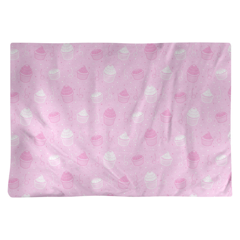 Napperon en coton 18 po Classic cupcake, Rose / blanc