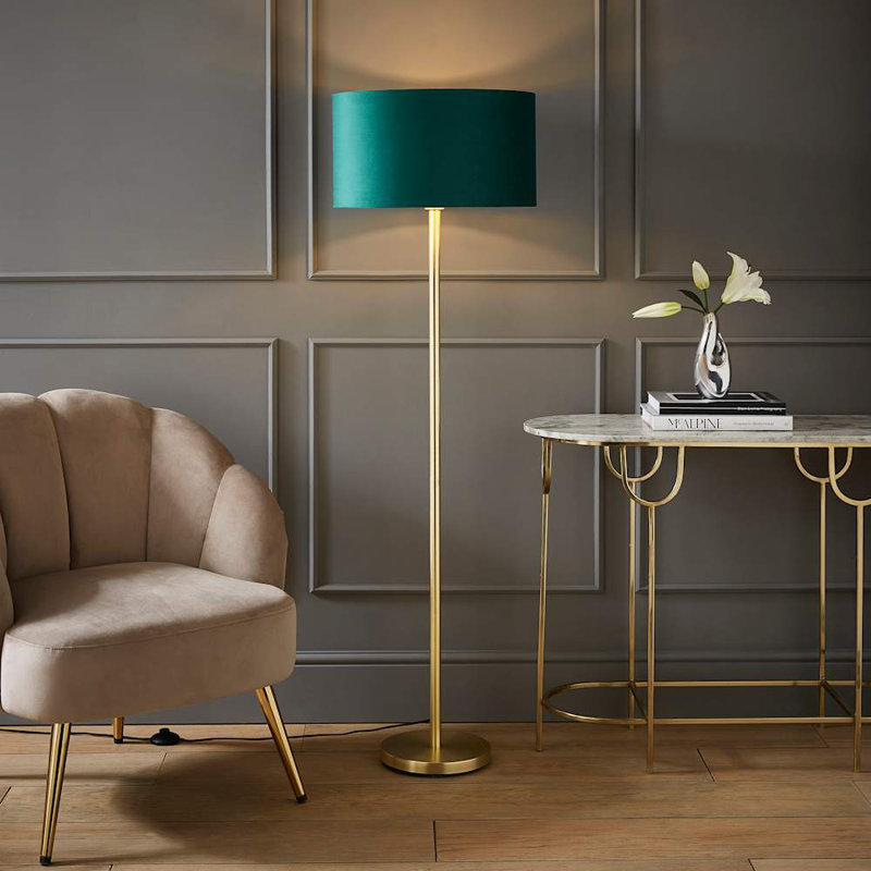 Baillieu 148cm Traditional Floor Lamp, Green, Polished, No