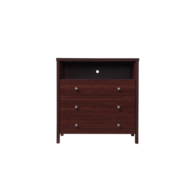 Maekayla 35.43'' W 3 - Drawer Dresser, Mahogany