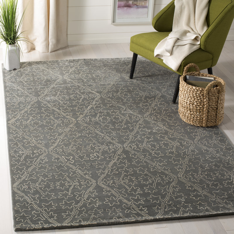 Tapis gris / gris en laine Strolling Garden Martha Stewart, Rectangle 3 pi 9 po x 5 pi 9 po