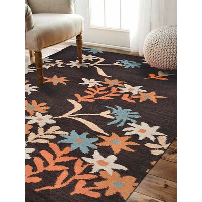 Cohocton HAND TUFTED WOOL ECO-FRIENDLY AREA RUGS, Brown Color, Floral Design -  Alcott HillÂ®, 43720BD579DD4AC3AE7C1F14607A29E4