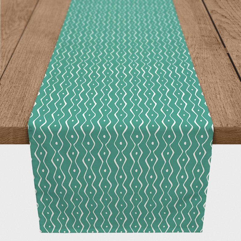 Koziol Geometric Table Runner, 72" L x 16" W, Chevron, Teal