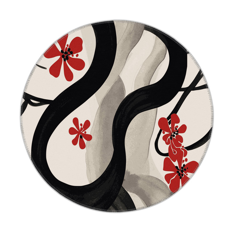 Crimson Breeze Indoor And Outdoor Area Rug, Round 5'