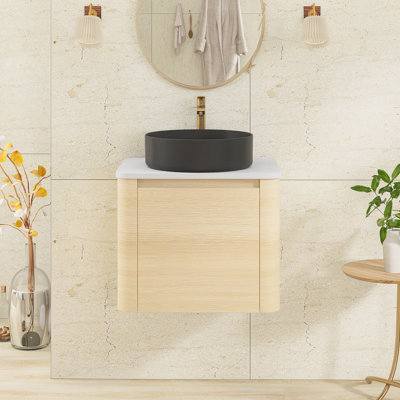 Meuble-lavabo mural simple 23,6 po avec dessus en pierre reconstituée