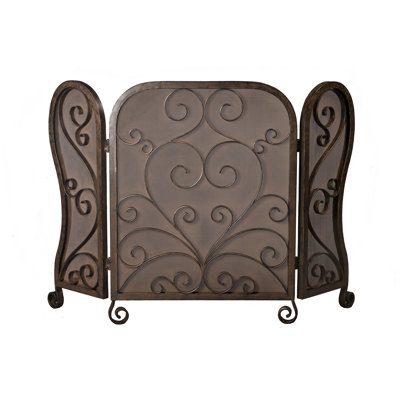 Bronze Mesh Scroll Firescreen