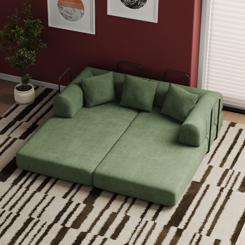 Canapé convertible Adame Boneless, Vert olive