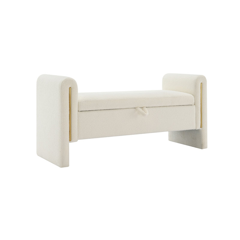 Modern Teddy Bed End Bench with Arms and Storage,Upholstered Large Foot Rest Stool, Comfy Window Vanity Bench for Living Room,Bedroom,Dorm,Coffee Table,Teddy Olive 