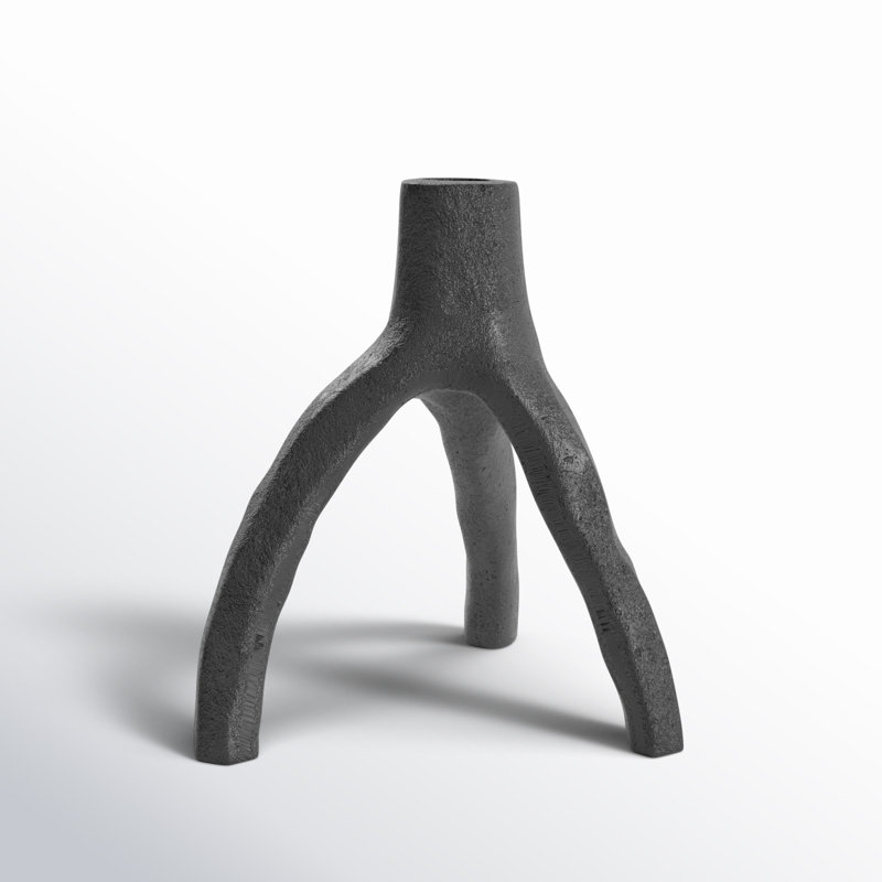 Iron Tabletop Candlestick, 6.69" H x 6.46" W x 5.79" D