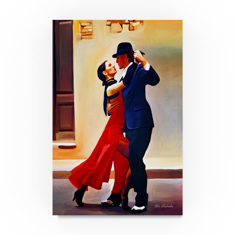 « danse », reproduction de peinture à l’huile sur toile tendue, H 19 po x l 12 po