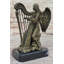 Statue ange ailé jouant de la harpe céleste - statue commémorative en bronze