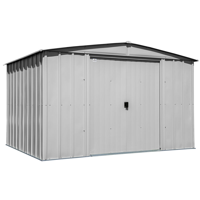 10 ft. x 8 ft. Flute Grey Galvanized Steel Storage Shed