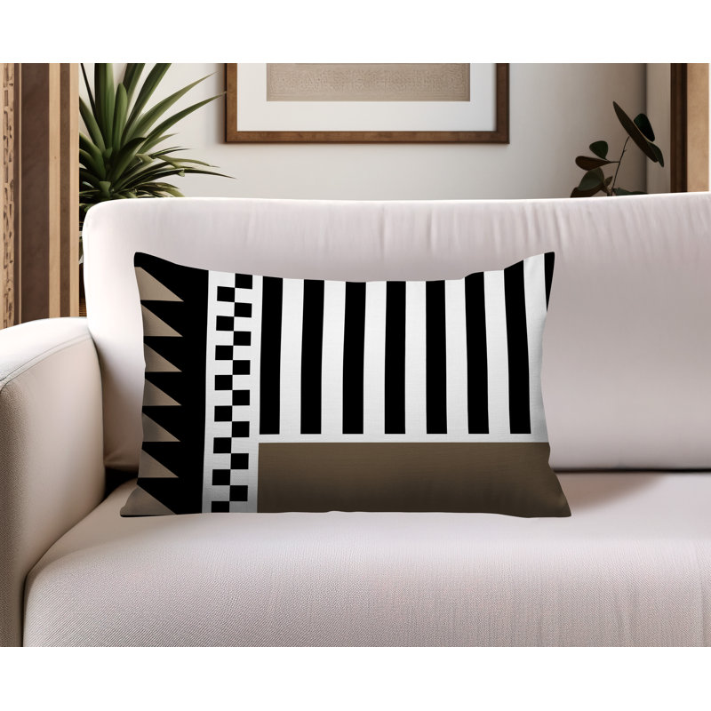 Oreiller rectangulaire réversible intérieur / extérieur Kaleido, Rectangulaire H 14 po x l 20 po, Beige
