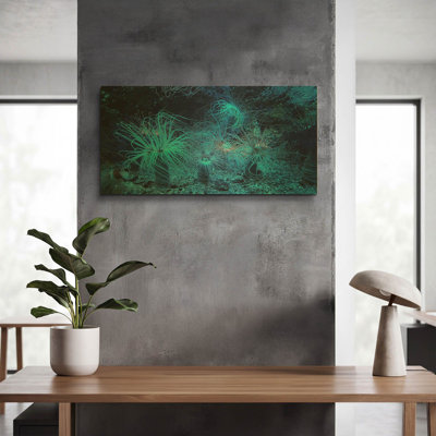 Tableau mural en métal doré « Anemone Jungle » de luxe, 61 x 30,5 cm