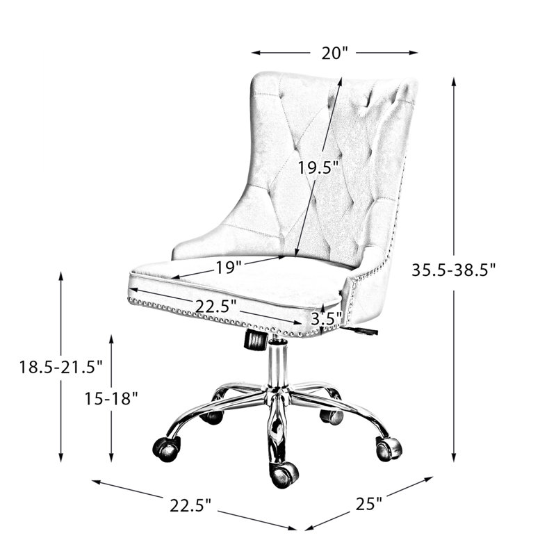 Chaise de travail en velours Jaudiel