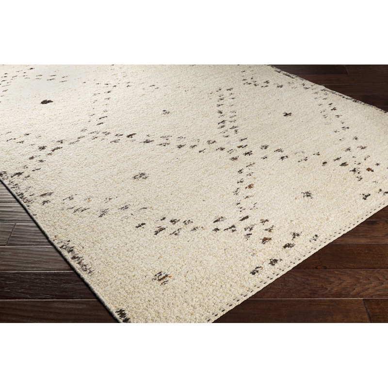 Wool Area Rug in Beige, Rectangle 2' x 3'