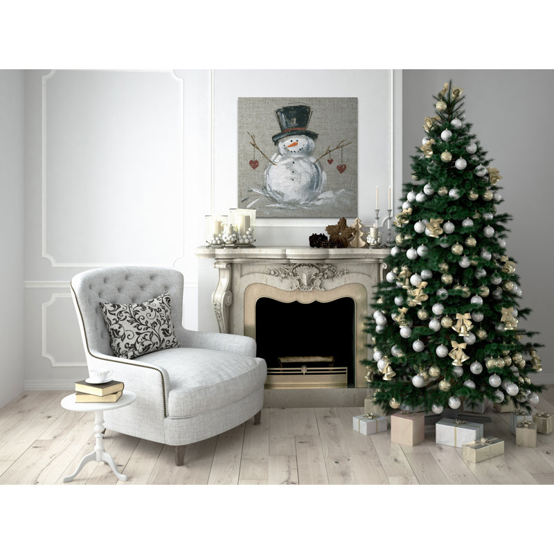 Lin bonhomme de neige II - imprimé, H 40 po x l 40 po, Toile tendue, Sans cadre