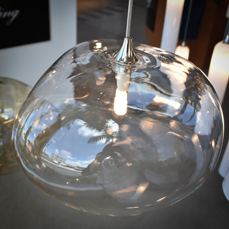 Kloud 1 - Light Single Globe Pendant, Brass, Light Amber, 4.5" H x 9.5" W x 7.5" D