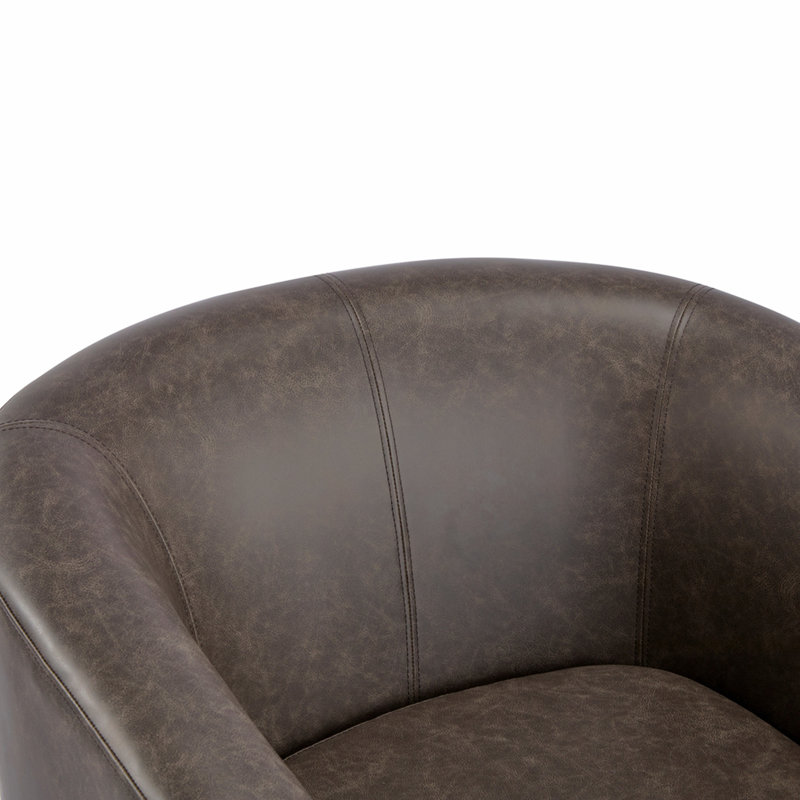 Fauteuil demi-tonneau pivotant en similicuir, Marron foncé, Marron foncé