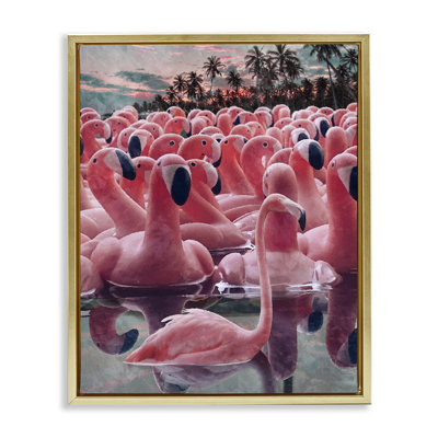  «Flamingo Parmi Floats», art mural encadré par Ziwei Li