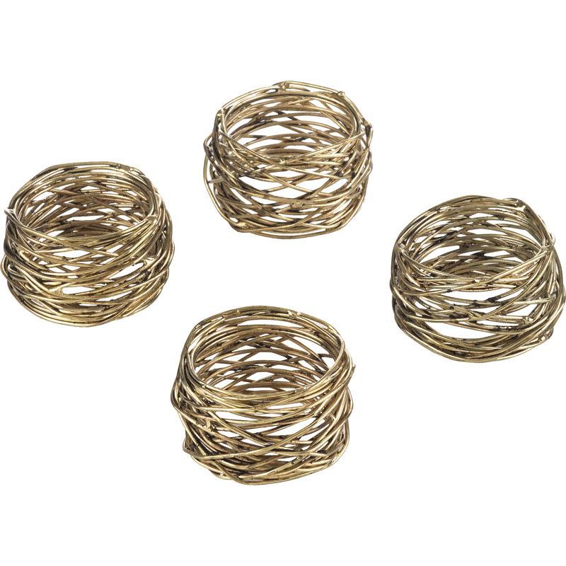 Gold Twine Design Iron Napkin Rings Set of 4