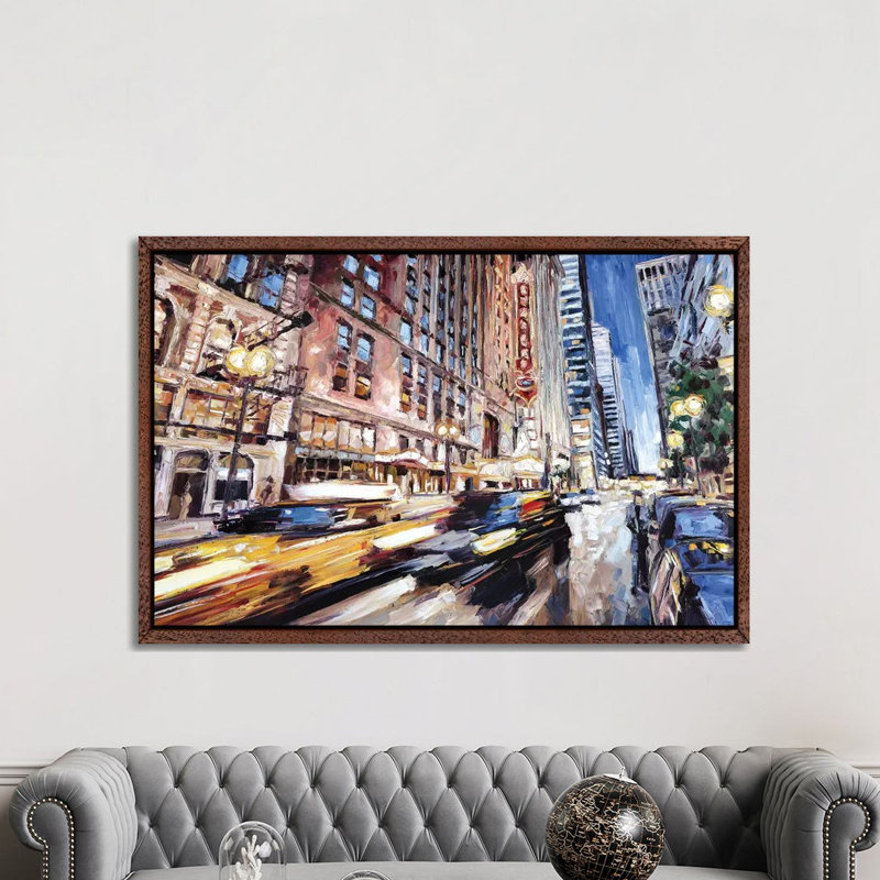 Randolph Street 1 Piece Painting on Canvas, 101.6cm H x 152.4cm W x 3.81cm D, Classic Brown Wood Framed